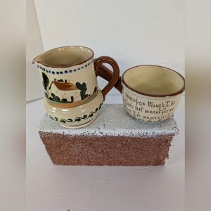 Torque Pottery Cream And Sugar From  England